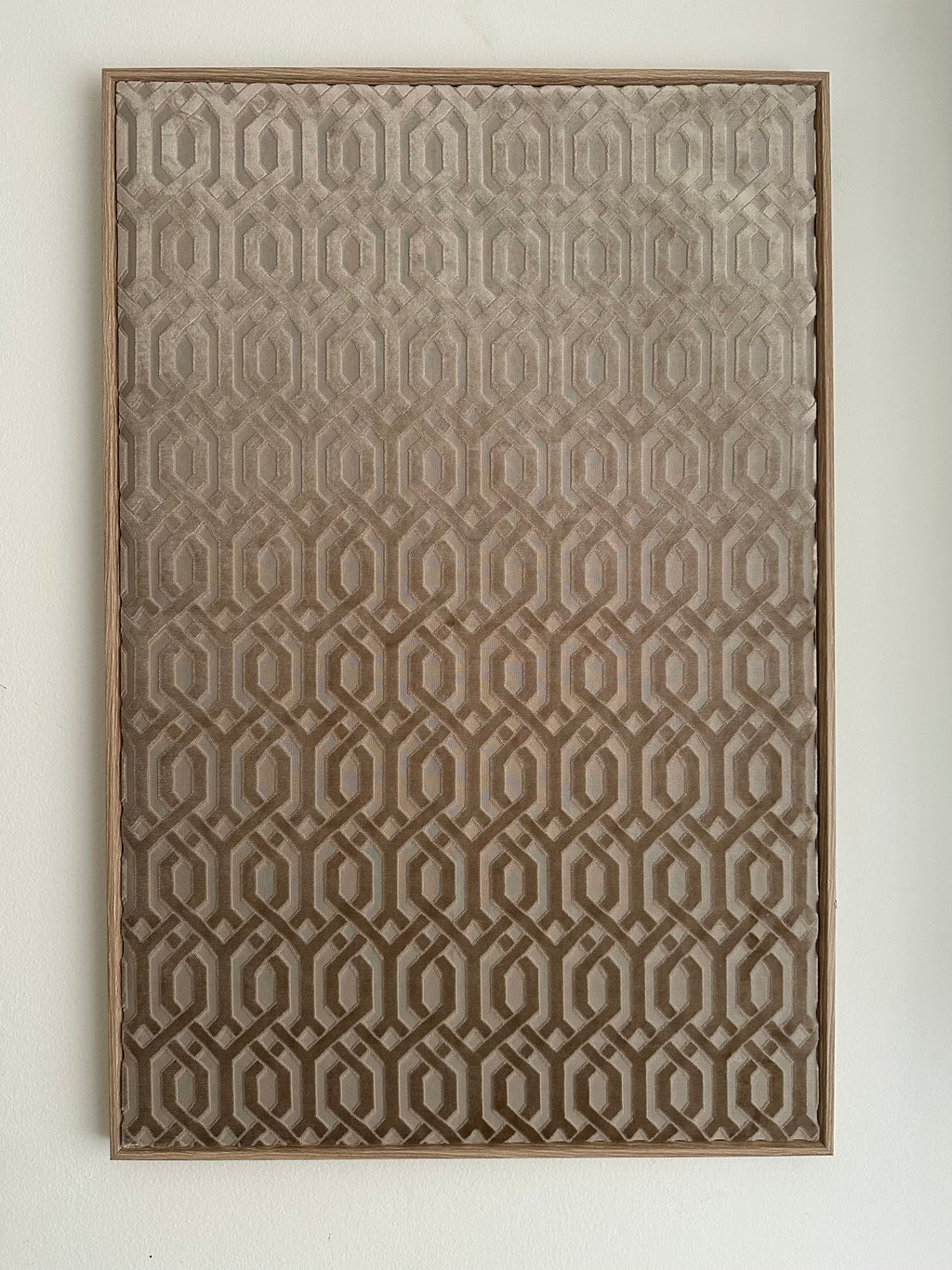 Champagne Velour velvet keyline pattern handmade textile wall art