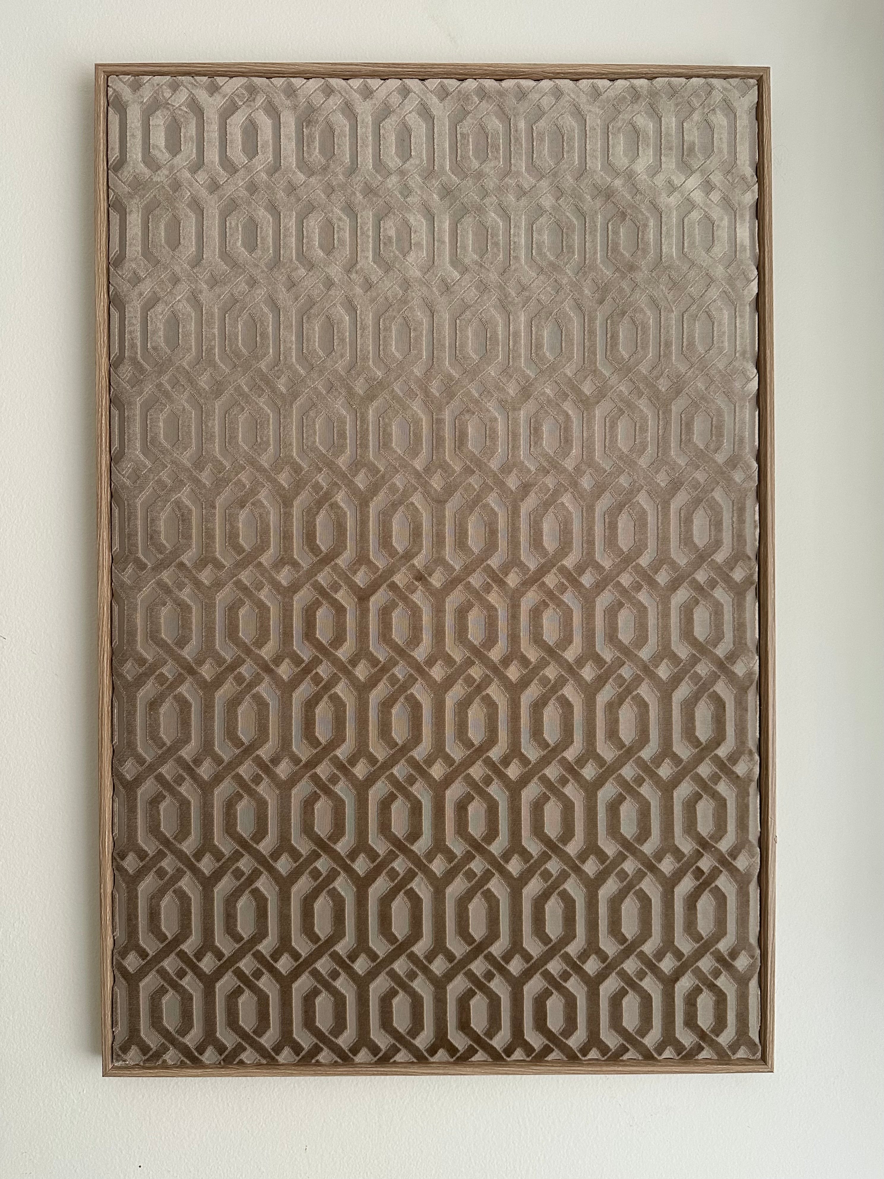 Champagne Velour velvet keyline pattern handmade textile wall art