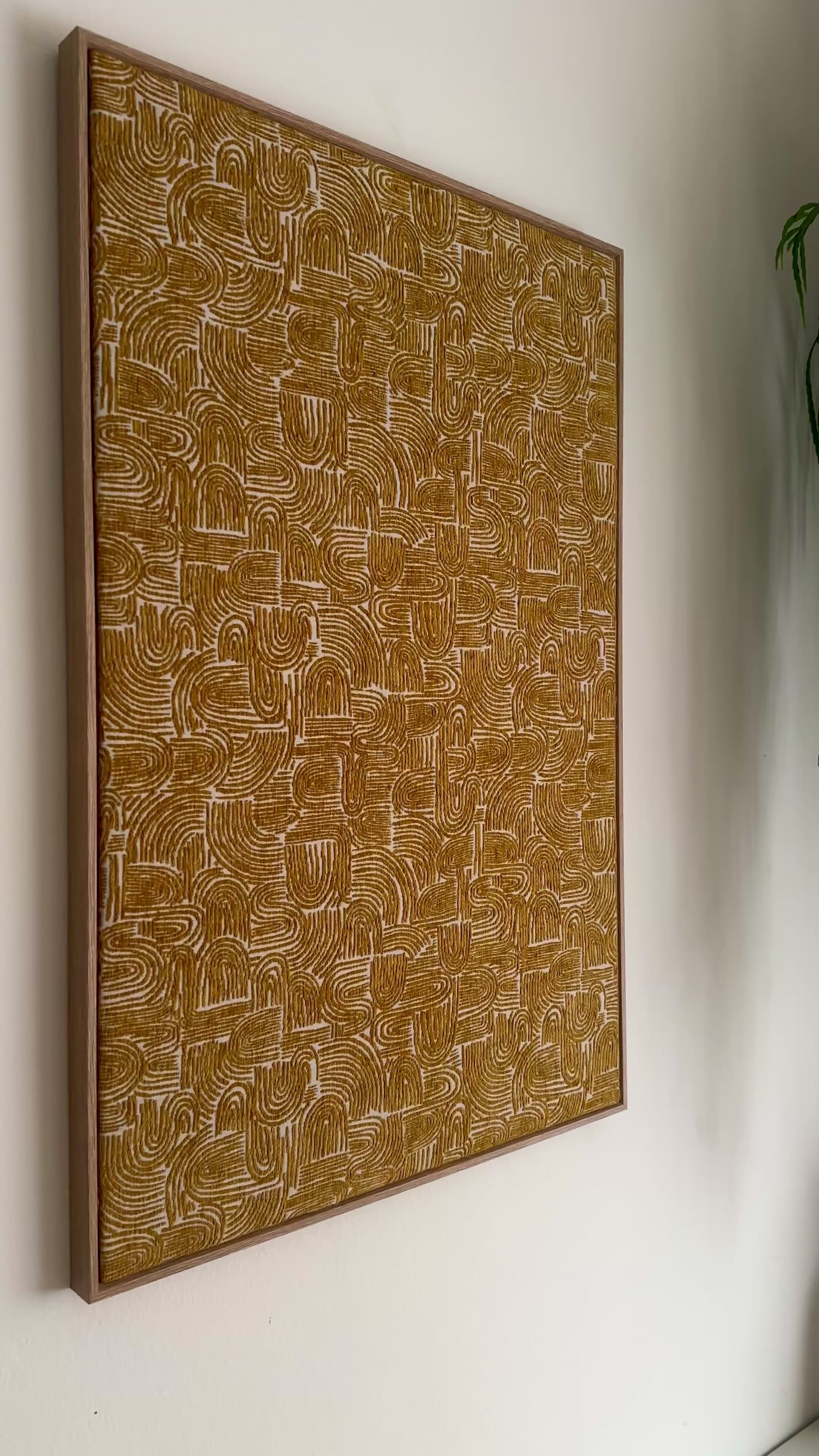 Golden Hour mustard textured geometric arch handmade textile wall art
