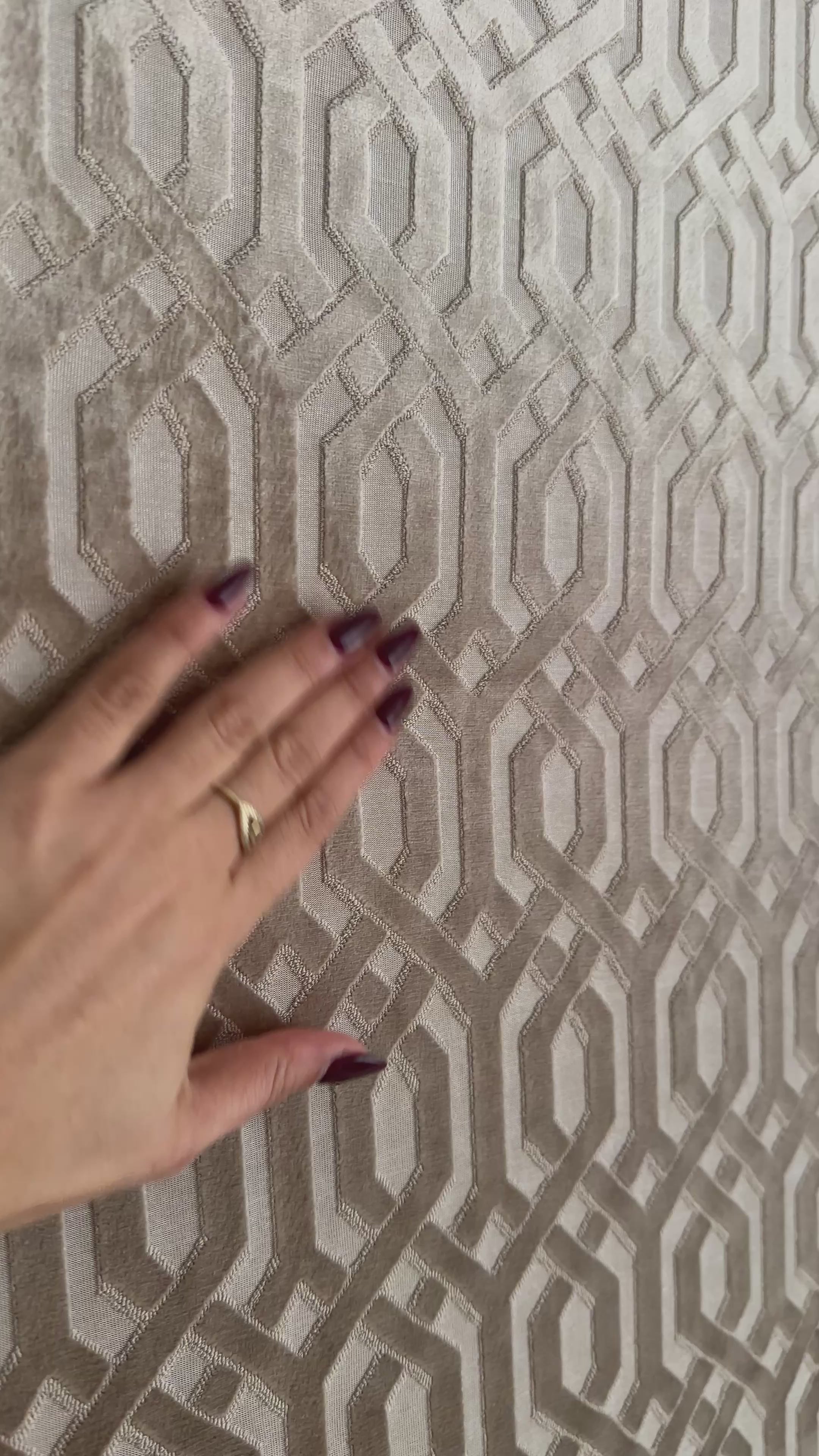 Champagne Velour velvet keyline pattern handmade textile wall art