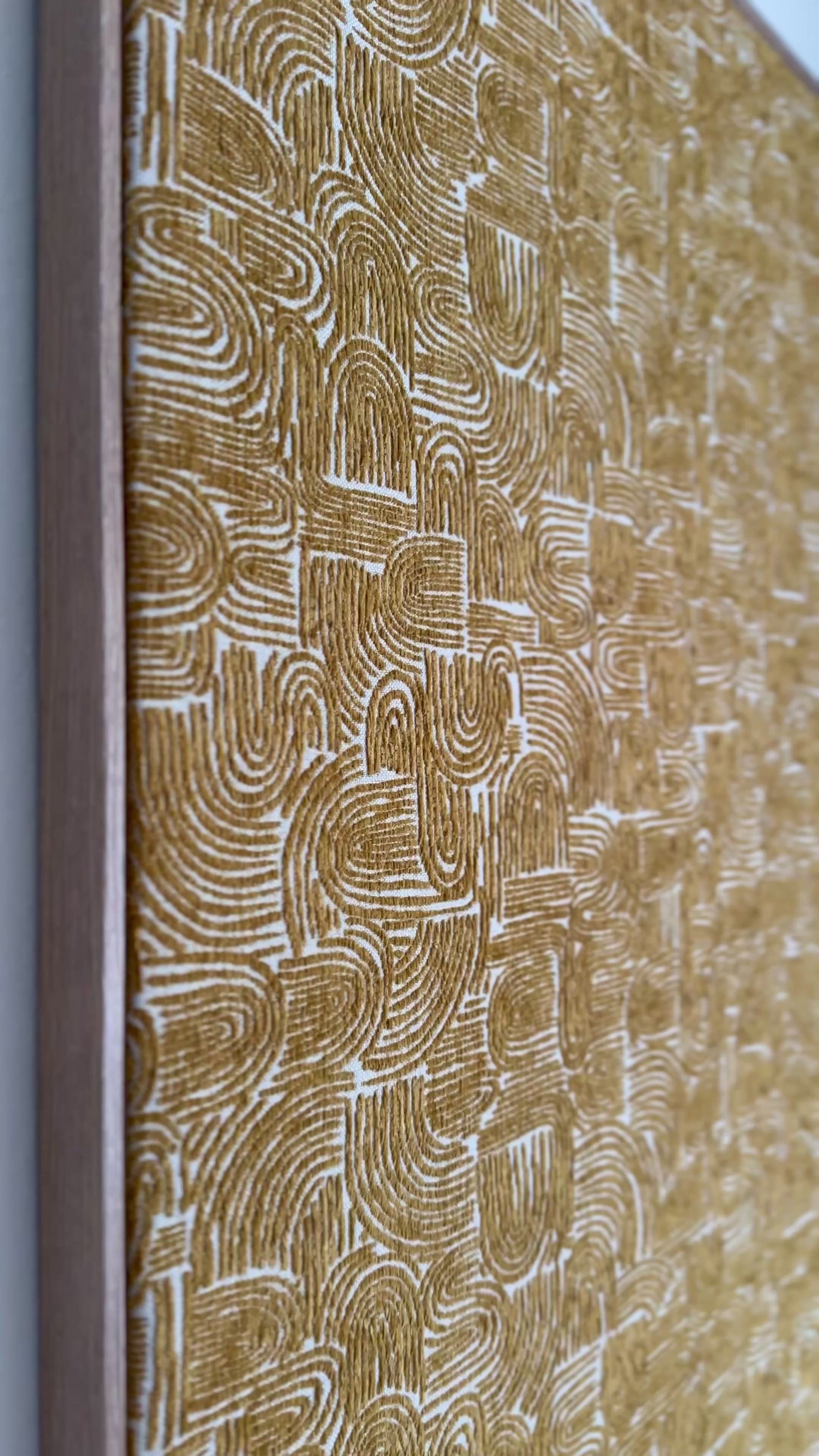 Golden Hour mustard textured geometric arch handmade textile wall art