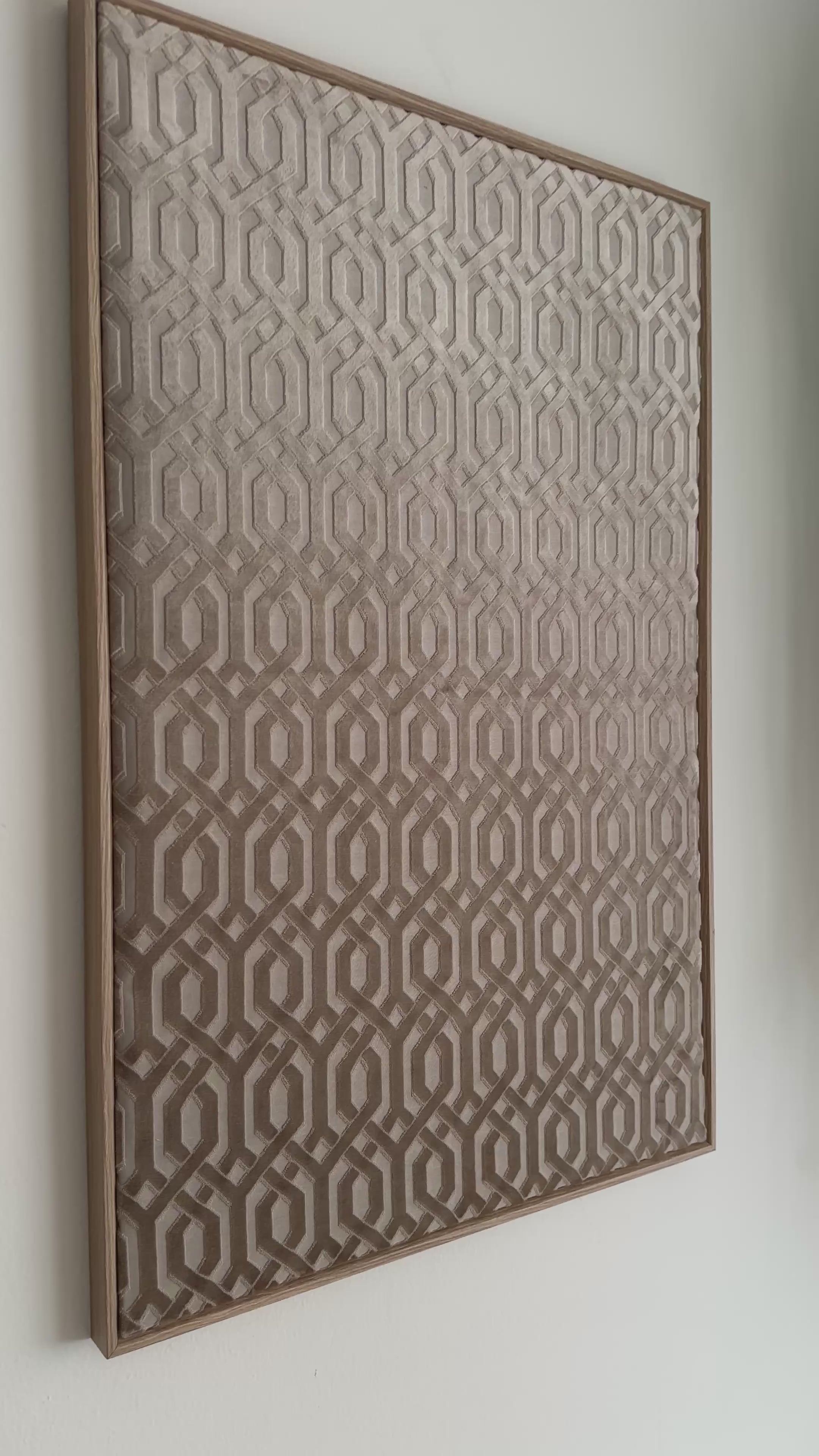 Champagne Velour velvet keyline pattern handmade textile wall art
