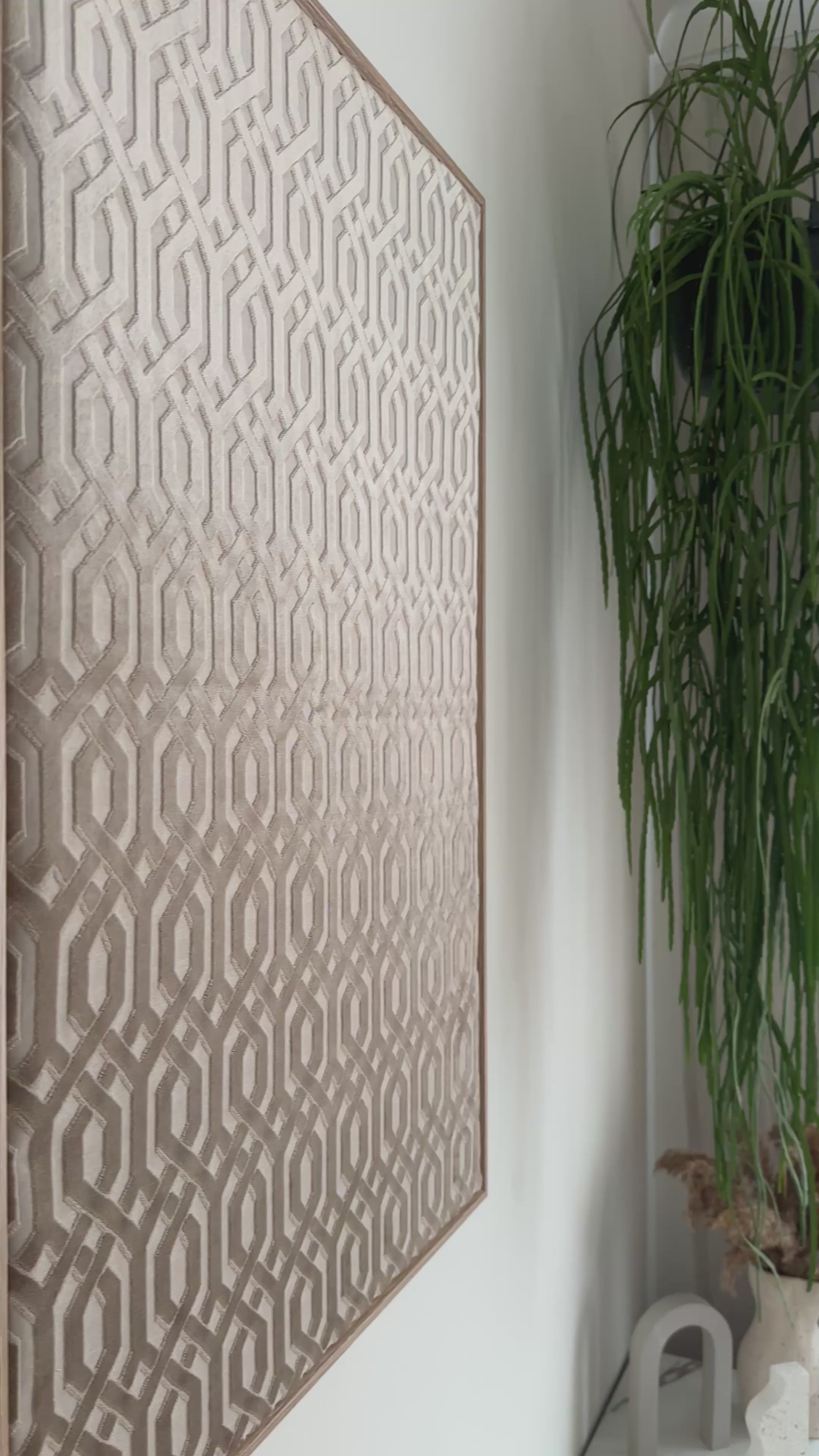 Champagne Velour velvet keyline pattern handmade textile wall art